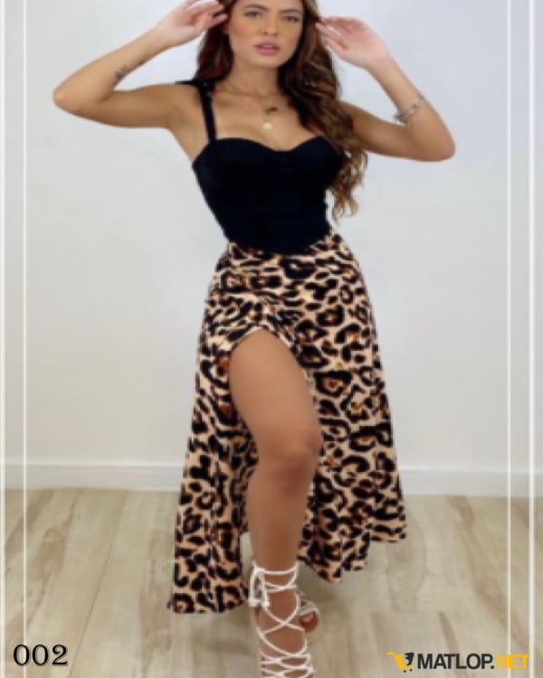Tiger skirt and Black top-2